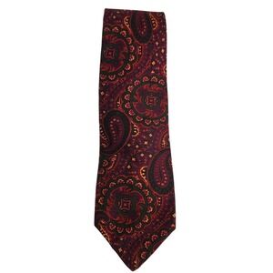 AF Abercrombie & Fitch Vintage Silk Tie Men's 58" Long Paisley Floral Green‎ Red